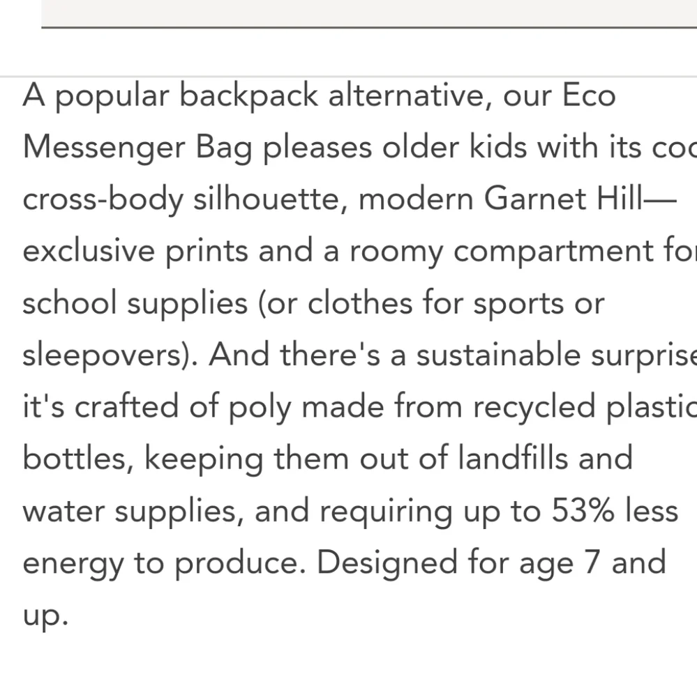 Garnet Hill Eco Messenger Bag